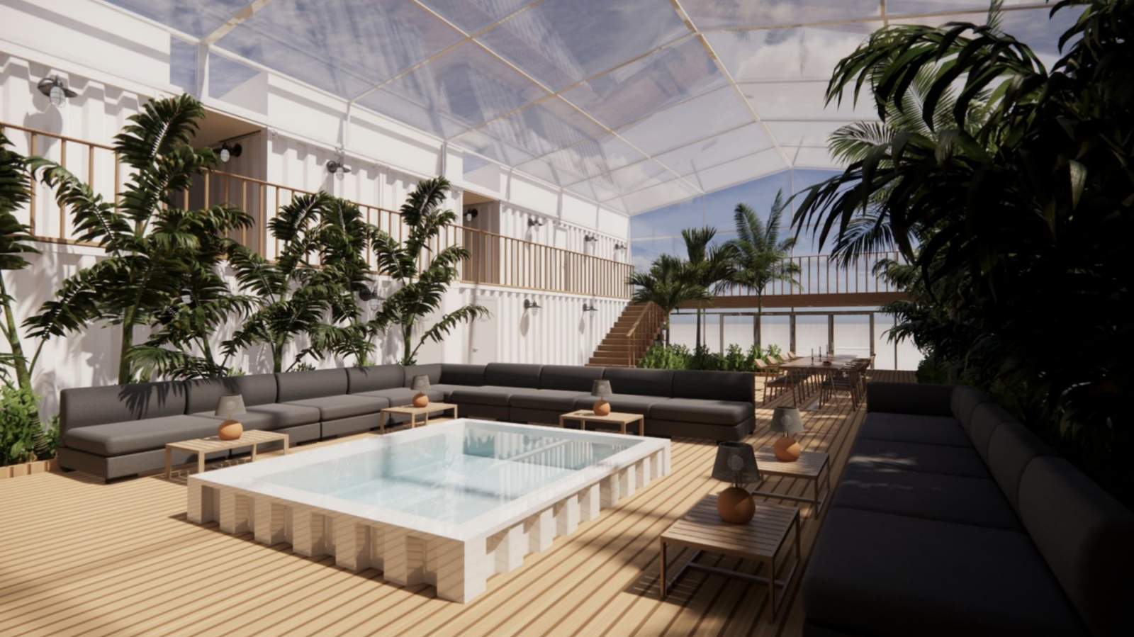 لابی و نشیمن همگانی هتل کانتینر ماجرا